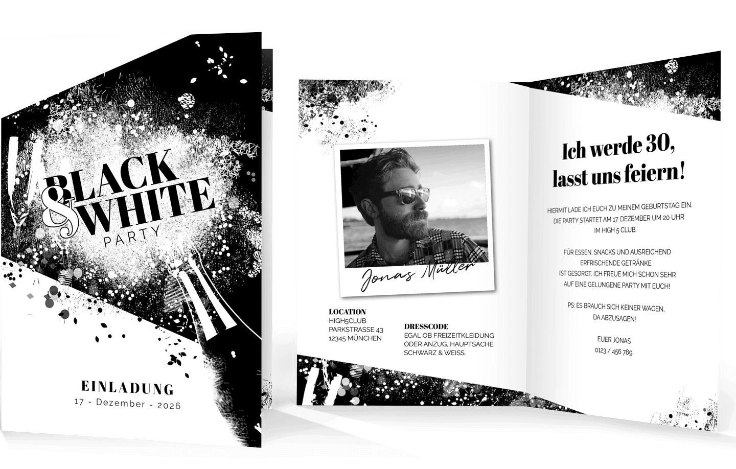 Black And White Party Einladung Vorlage
