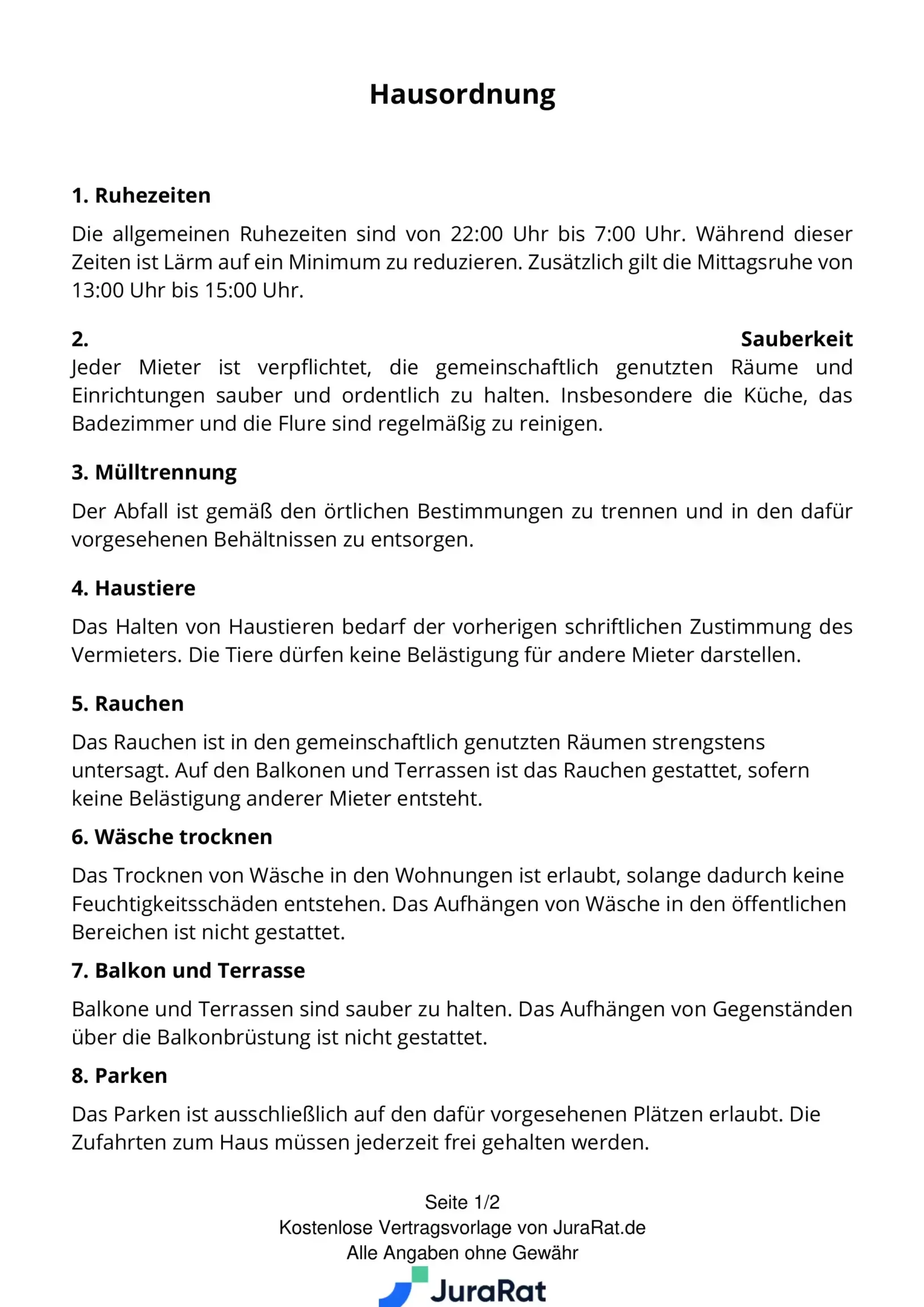 Hausordnungen Fr Mehrfamilienhuser