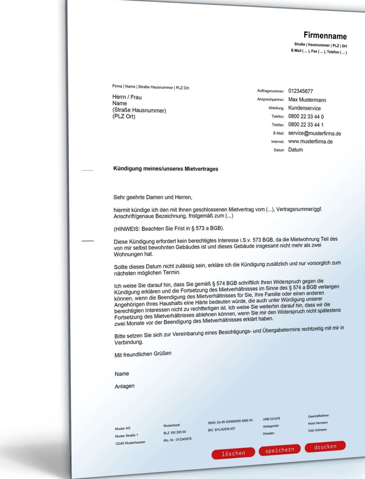 Kundigung Mietvertrag Fur Vermieter