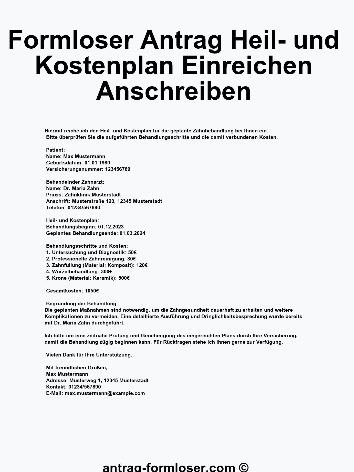 Heil Und Kostenplan Einreichen