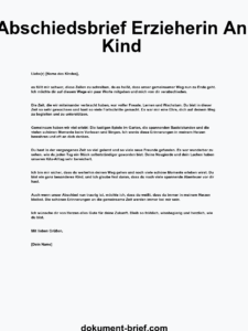 Brief An Kindergartenkinder Von Erzieherin
